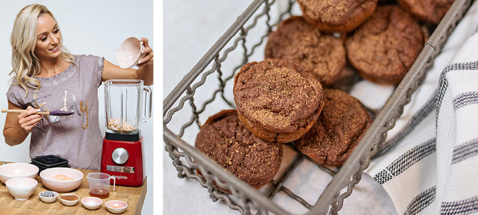 Mini chocolate berry superfood muffins