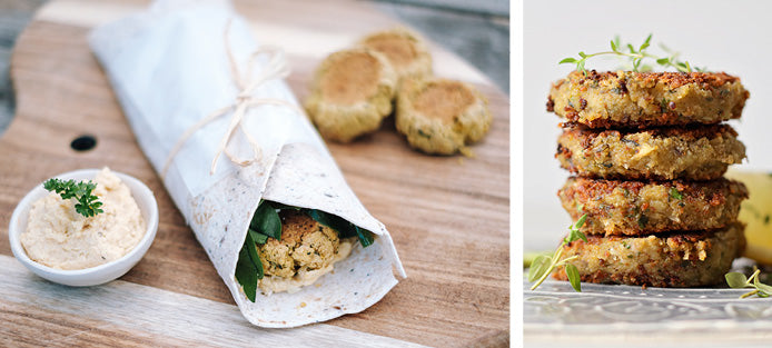 Plant-based falafel and hummus wrap