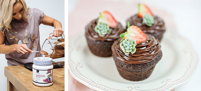 Double chocolate superfood cupcakes